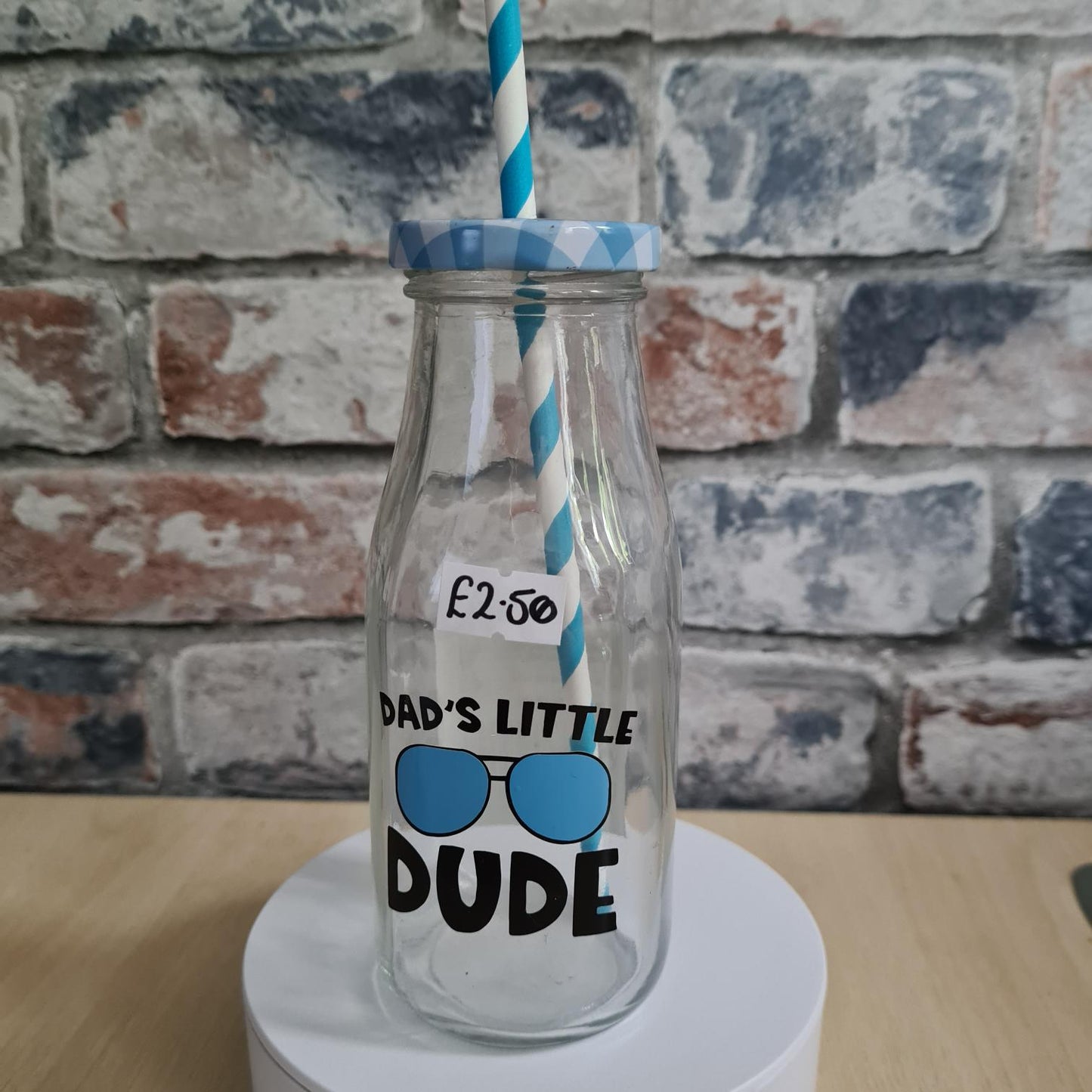 Dad's Little Dude Milk Glass Bottle