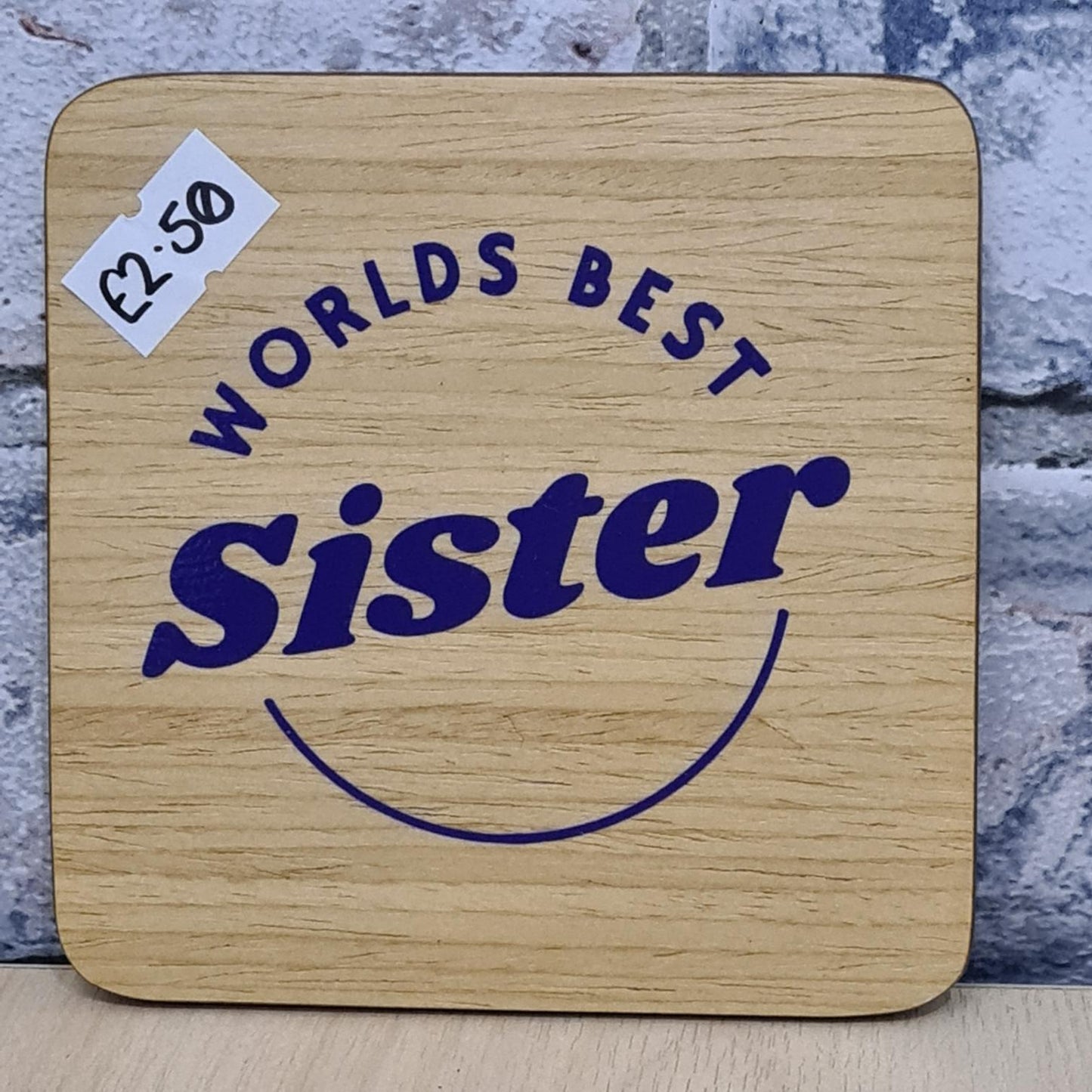 Worlds Best Sister - Purple Wooden Coaster