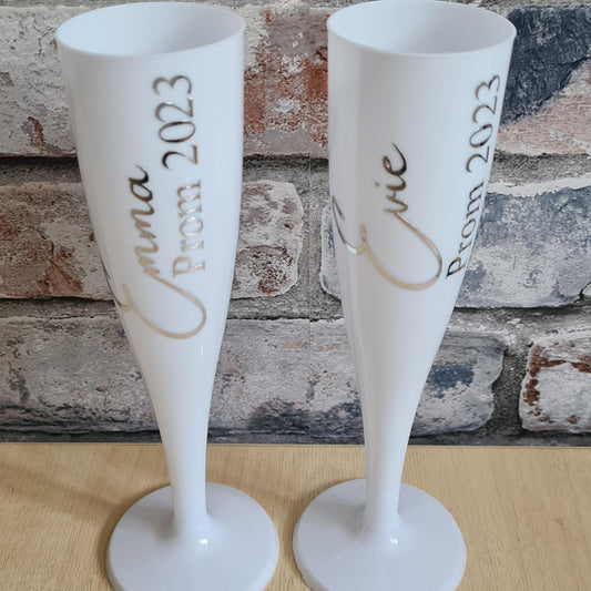 Prom White Flute Glasses