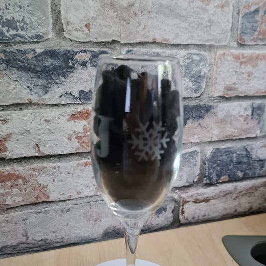 Joy Christmas Snowflake Champaign Glass
