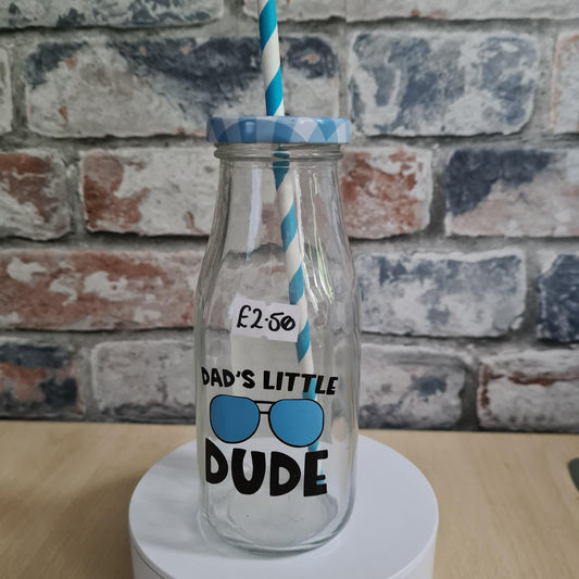 Dad's Little Dude Milk Glass Bottle